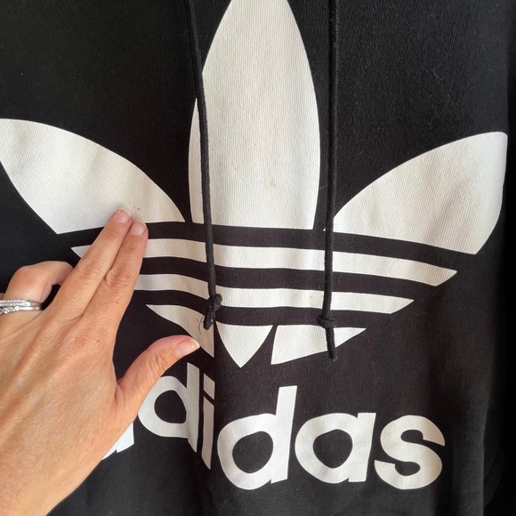Adidas Pullover Hoodie Sweatshirt Trefoil Logo Black Comfy Casual - Picture 8 of 10